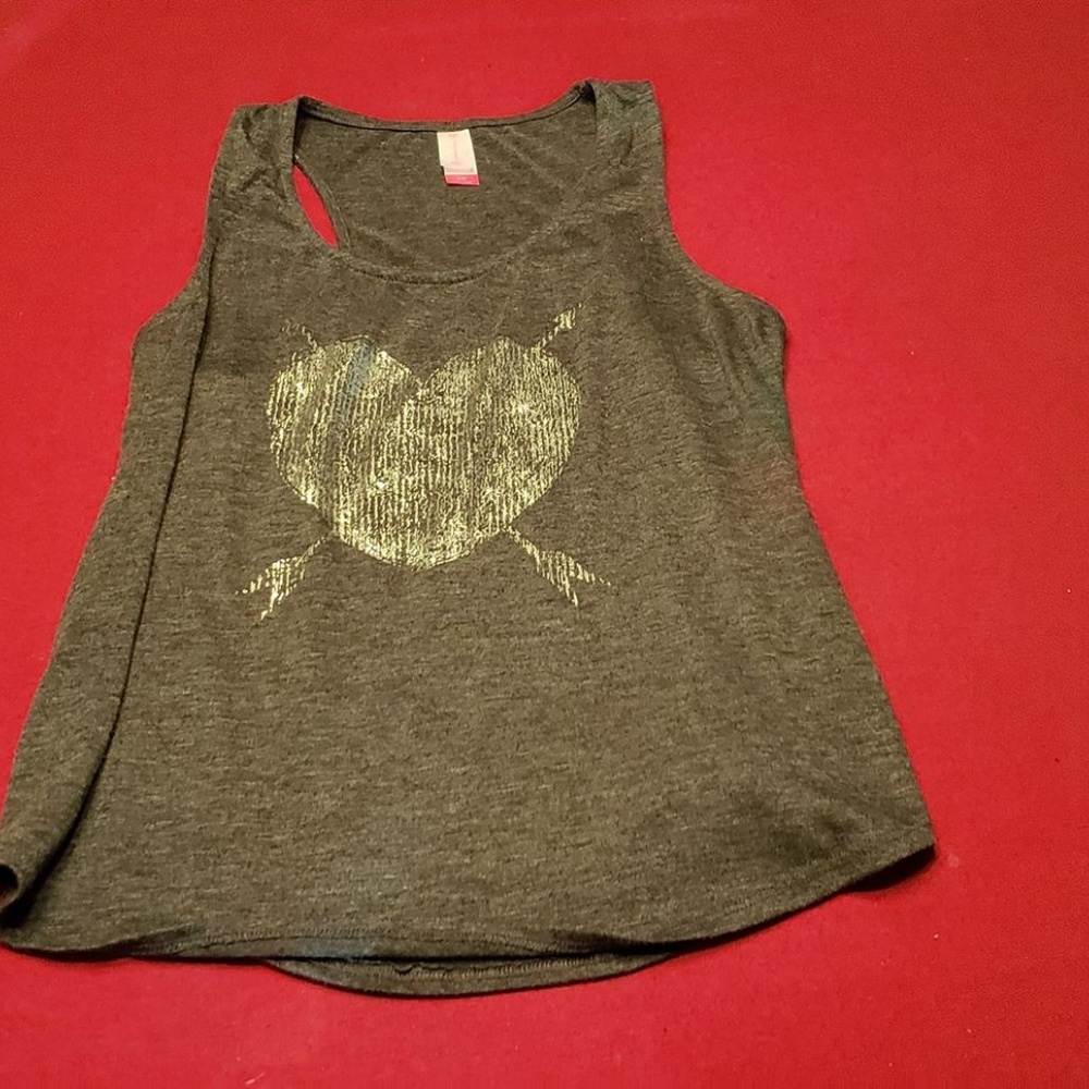 No Boundaries Grey Heart Tank Top